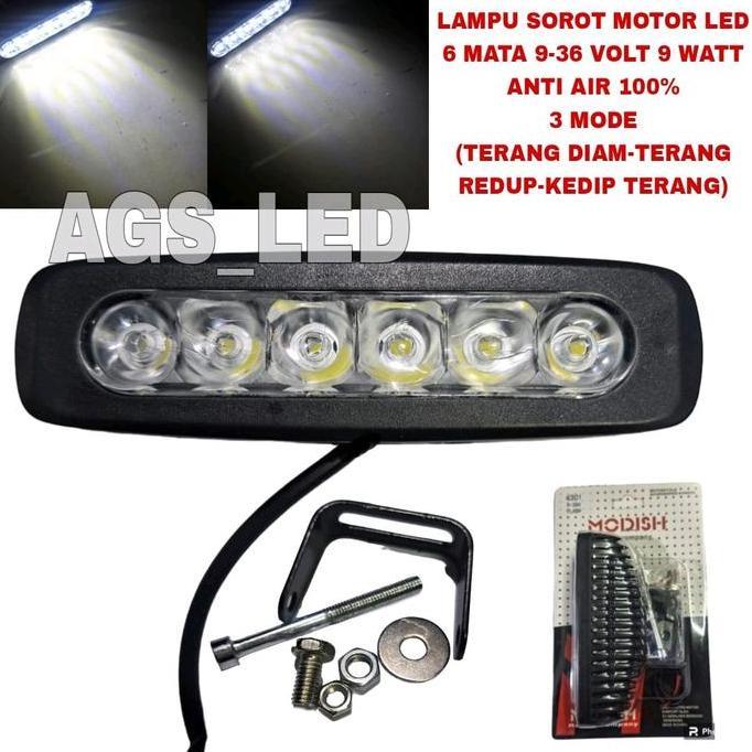 TERLARIS LAMPU SOROT MOTOR LED 6 MATA 3 MODE / LAMPU TEMBAK MOTOR LED 6 MATA / LAMPU SOROT 3 MODE 6 