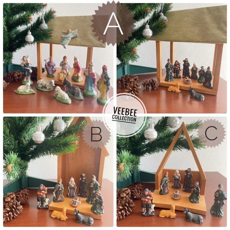 Rumah Rumahan Patung Kayu/ Kandang Patung Yesus Set/ Kandang Diorama/Rumah Patung Kelahiran Yesus