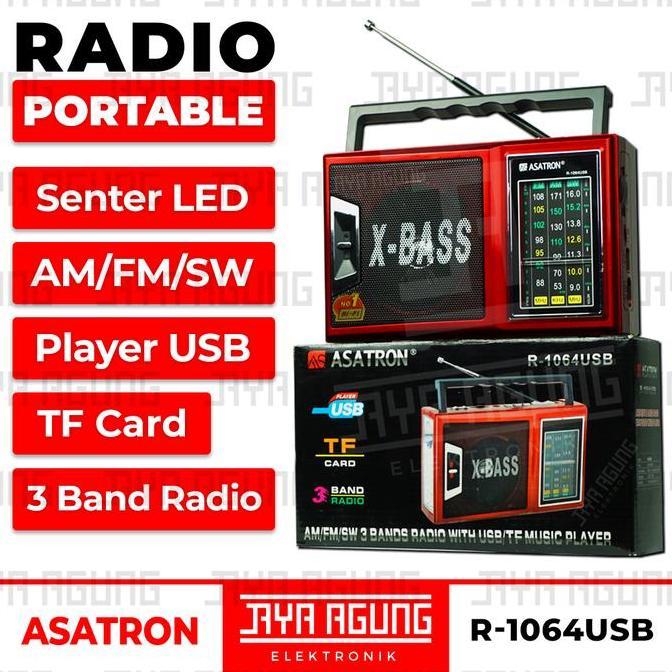 Radio Speaker Portable X BASS FM AM USB MP3 Music ASATRON R 1064 Jadul