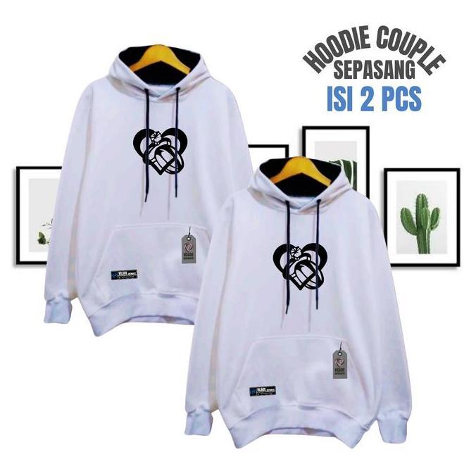 Switer Couple Cowo Cewe Pasangan Motif Love & Cincin Warna Mint Keren Bahan Kain Fleece Tebal Lembut