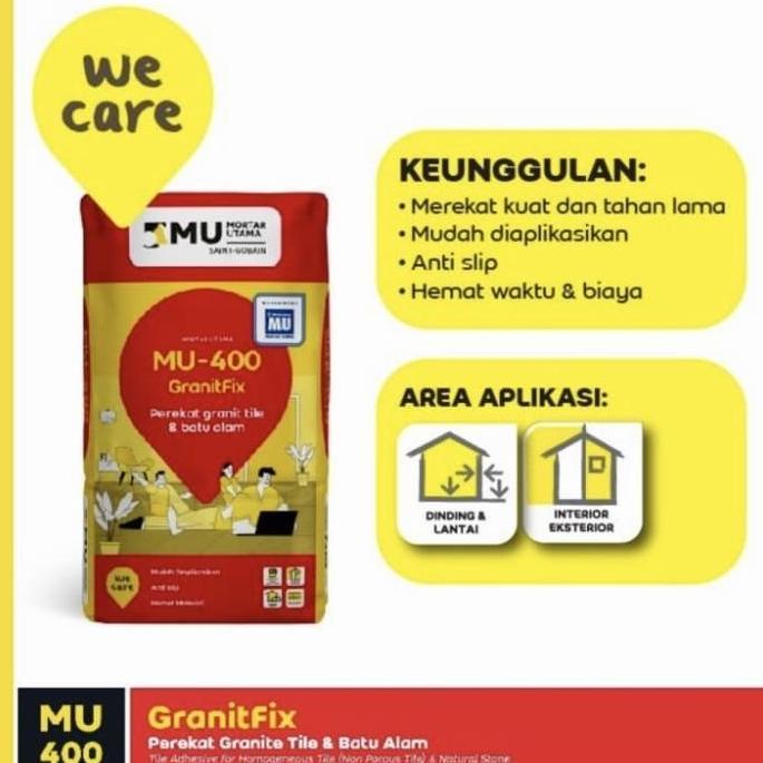 Eloffice- Mortar Utama Mu 400 Perekat Granite & Batu Alam Granitfix Mu400 - 25Kg