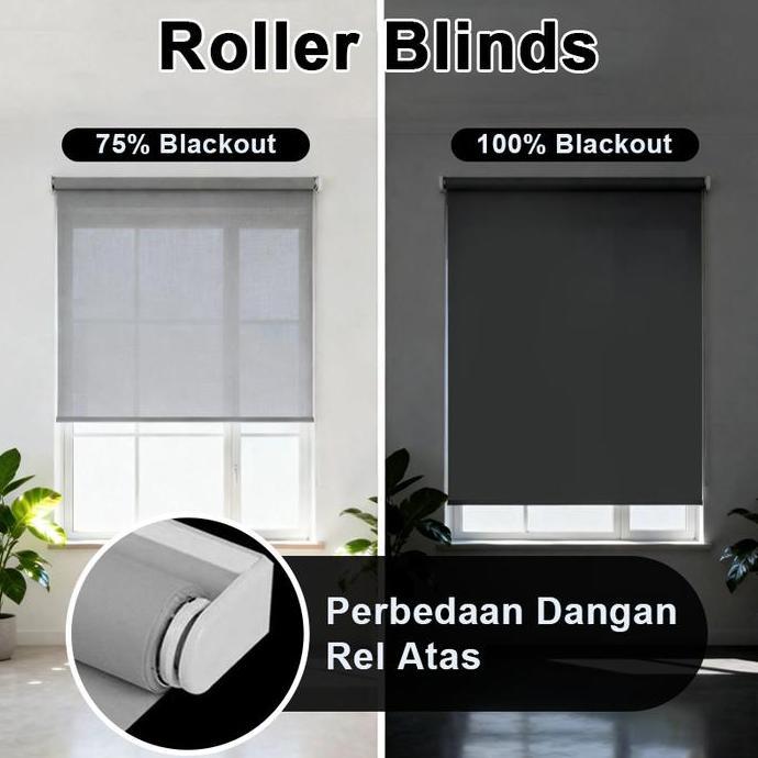 TERLARIS GORDEN TARIK GULUNG ROLLER BLIND BLACKOUT 100% DANGAN REL ATAS TIRAI TARIK GULUNG KEPALA TI