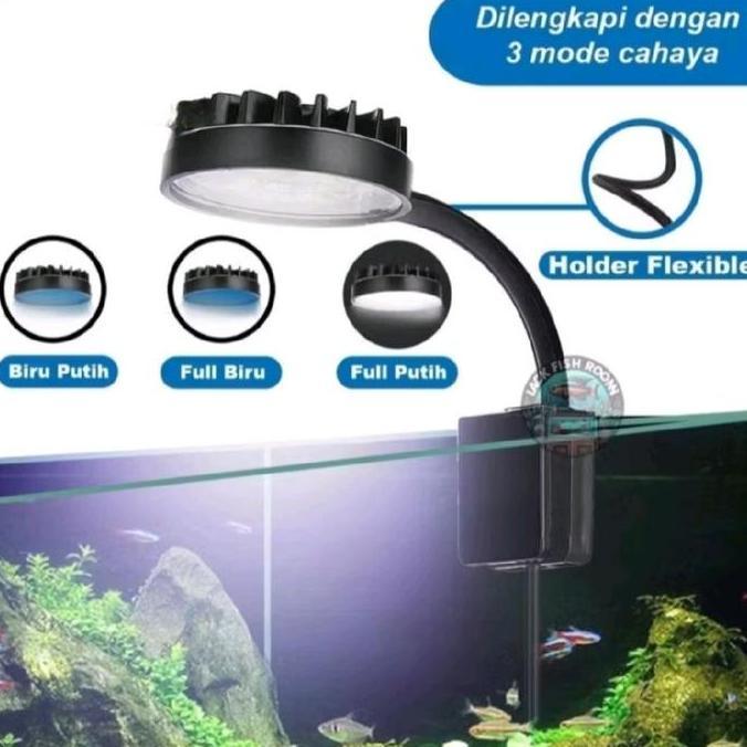 Fisch- Lampu Led Jepit 3 Mode Warna Aquarium Aquascape