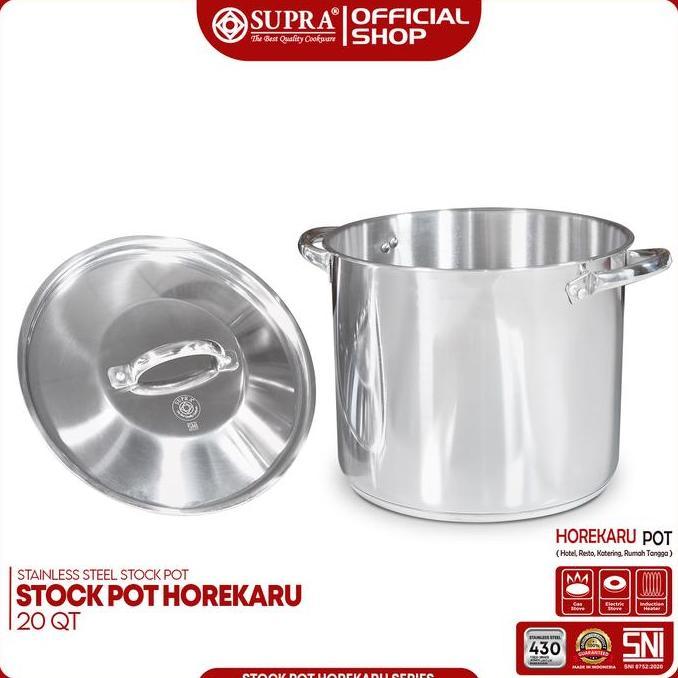 Murah Supra Panci Stainless Steel 20 Qt Stock Pot Horekaru