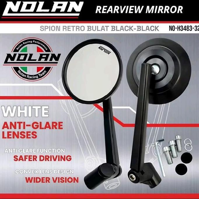 KACA SPION BULAT RETRO UNIVERSAL HONDA YAMAHA KACA SPION MOTOR BULAT HITAM HONDA YAMAHA MOTORCYCLE B