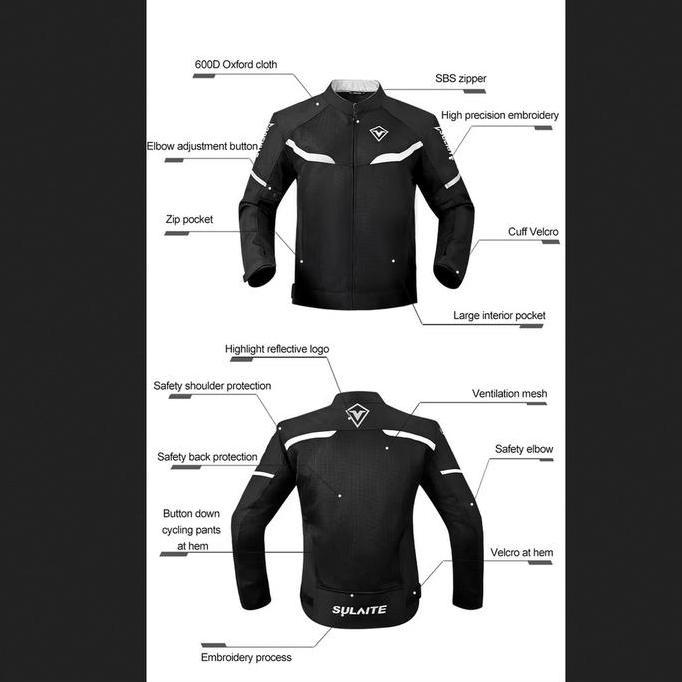 Sulaite Touring Motorcycle Jacket With Body Back Protectors Jaket Motor Premium dengan Pelindung Sik