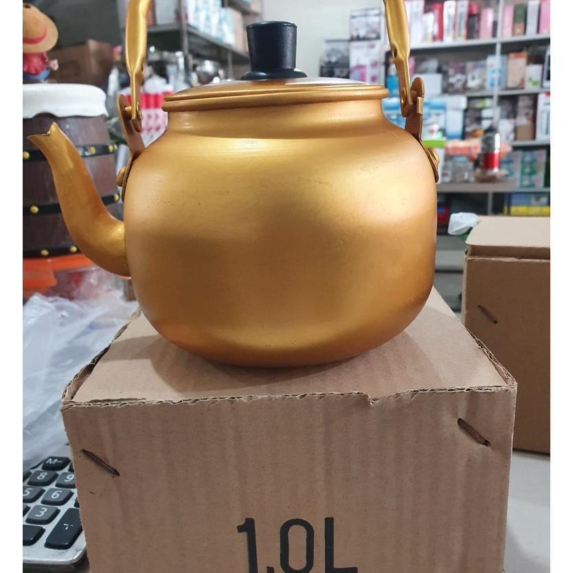 Teko Arab 1 Liter / Teko Kuning Jadul / Teko Arab / Teko Air Zam Zam / Teko Emas Kuning 1L / Teko Al