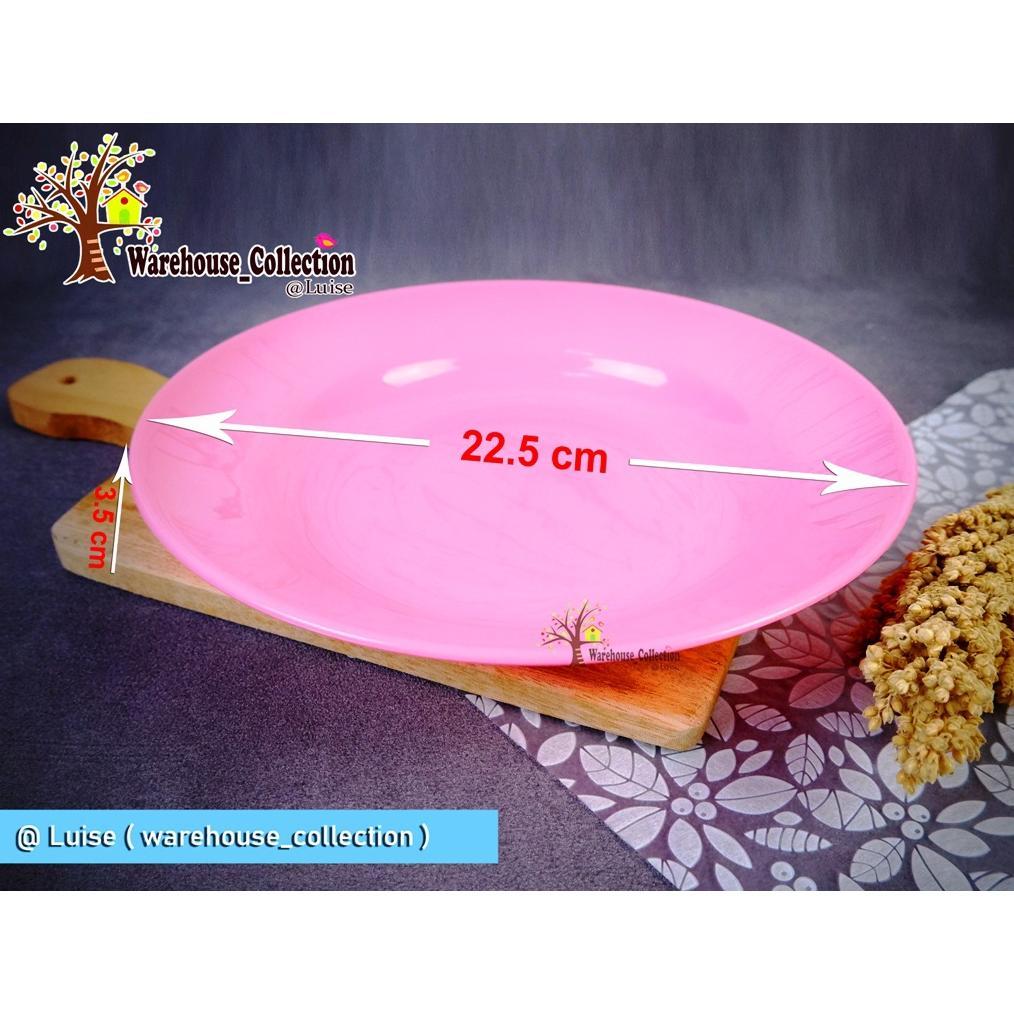 PIRING MAKAN PLASTIK 22.5CM TEBAL GOLDEN LEMON // PIRING MAKAN PINK // PIRING PLASTIK POLOS CANTIK /