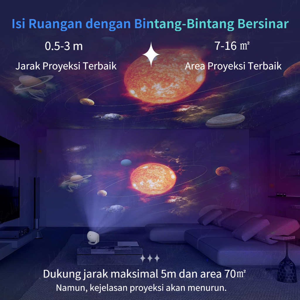 100% Original360 Lampu Tidur Proyektor Galaxy Lampu Kamar Tidur Aesthetic Lampu Proyektor Langit Lam
