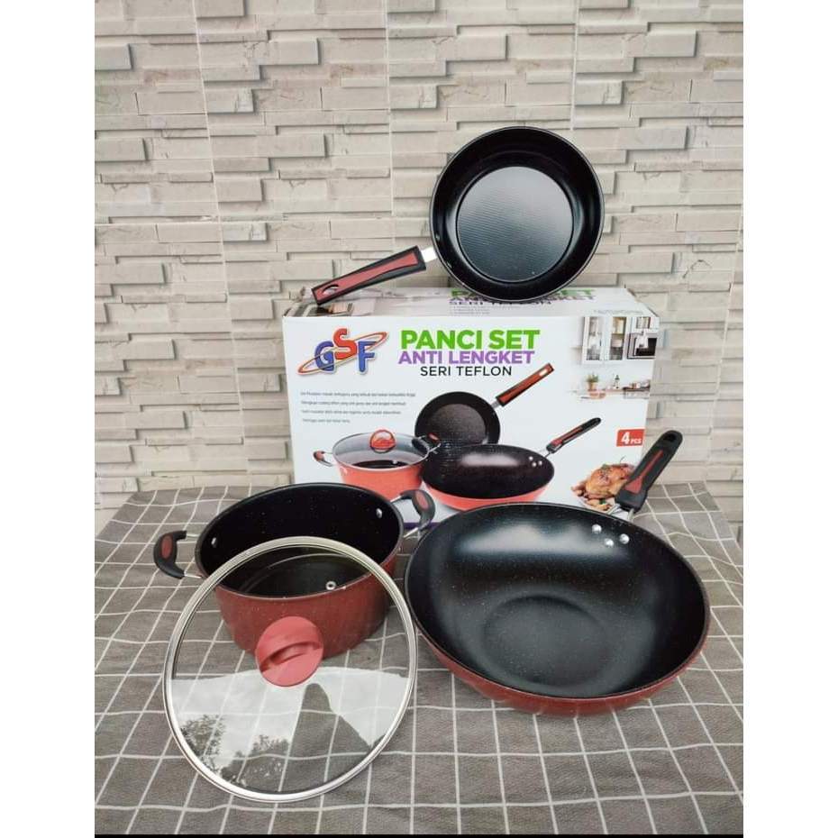 Panci Set Gsf G-2429 / Panci Set Anti Lengket Gsf 2429 / Panci Set Teflon Gsf 2429 / Panci Set Seri 