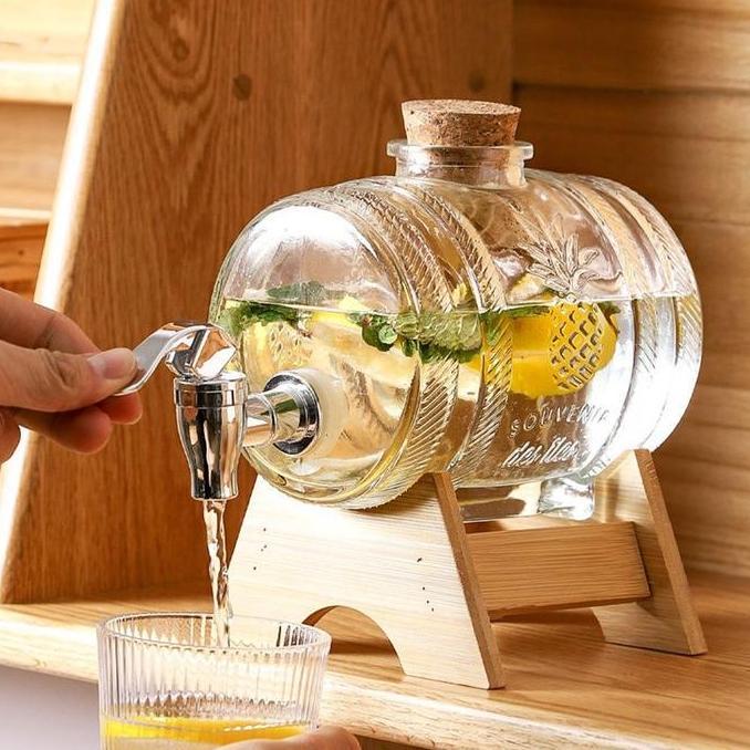 NIHONMART Dispenser Kulkas Mini 1L Glass Dispenser Air Minum Jus / Dispenser Toples Kaca Kran / Cold