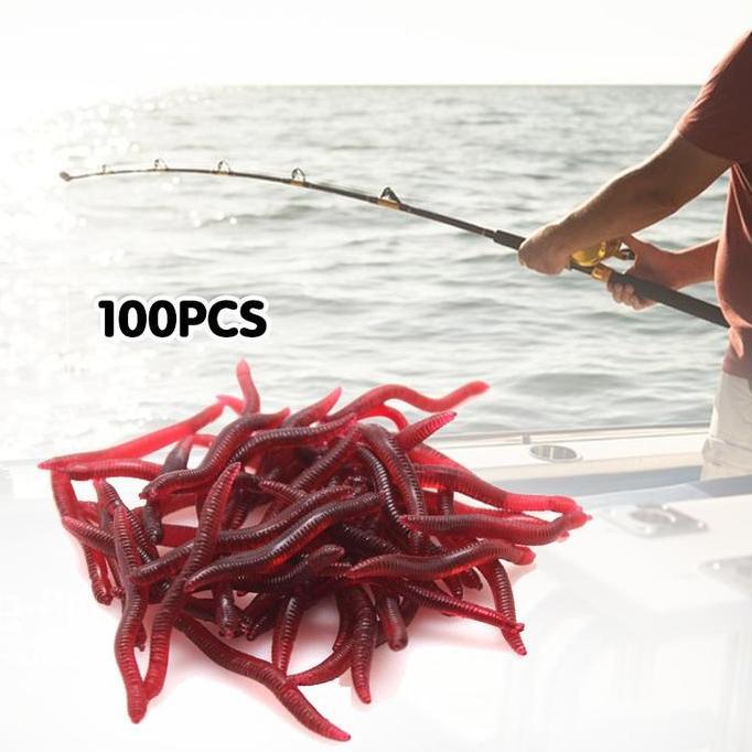 ENCRASH 100pcs Soft Bait Umpan Cacing Buatan 3.5cm Umpan Palsu Ikan Tawar/Laut Warna Menarik Realist