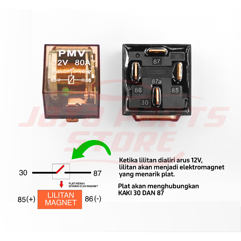 Relay Untuk Klakson Dan Lampu 4 Kaki 12V 80A Pmv - Riley Riley 4 Pin - Untuk Kelakson Denso Bosch He