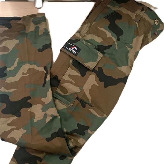 Alpina celana cargo loreng langsung Katun Twill Pria