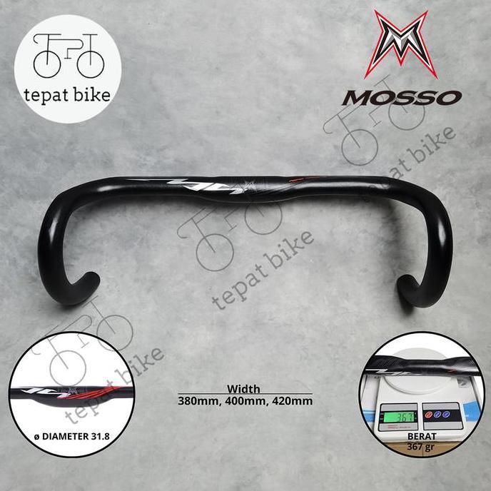 MOSSO Stang Balap Dropbar Aero Roadbike Alloy 380 400 420 Gepeng Pipih Ringan