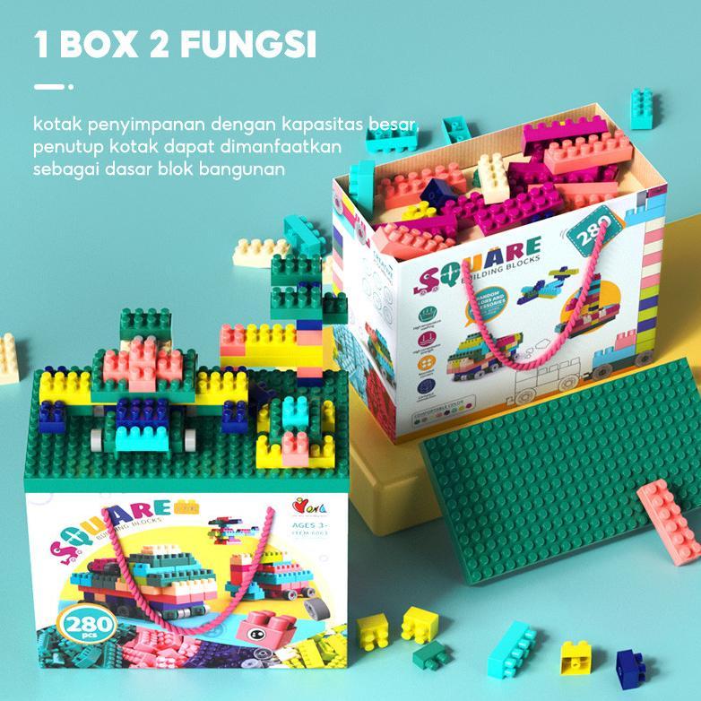 NEW OHSOME - Mainan Brick Balok Susun Anak DIY 280pcs Bahan ABS Kuat Tahan Lama