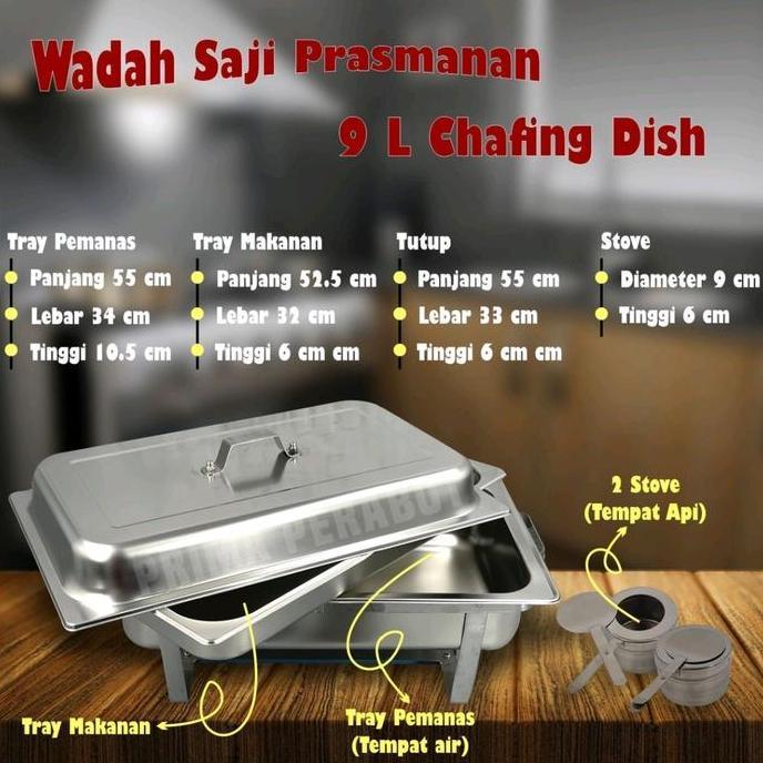 Pemanas Segi Prasmanan Jumbo Paket Hemat 4Set / Square Chafing Dish LT