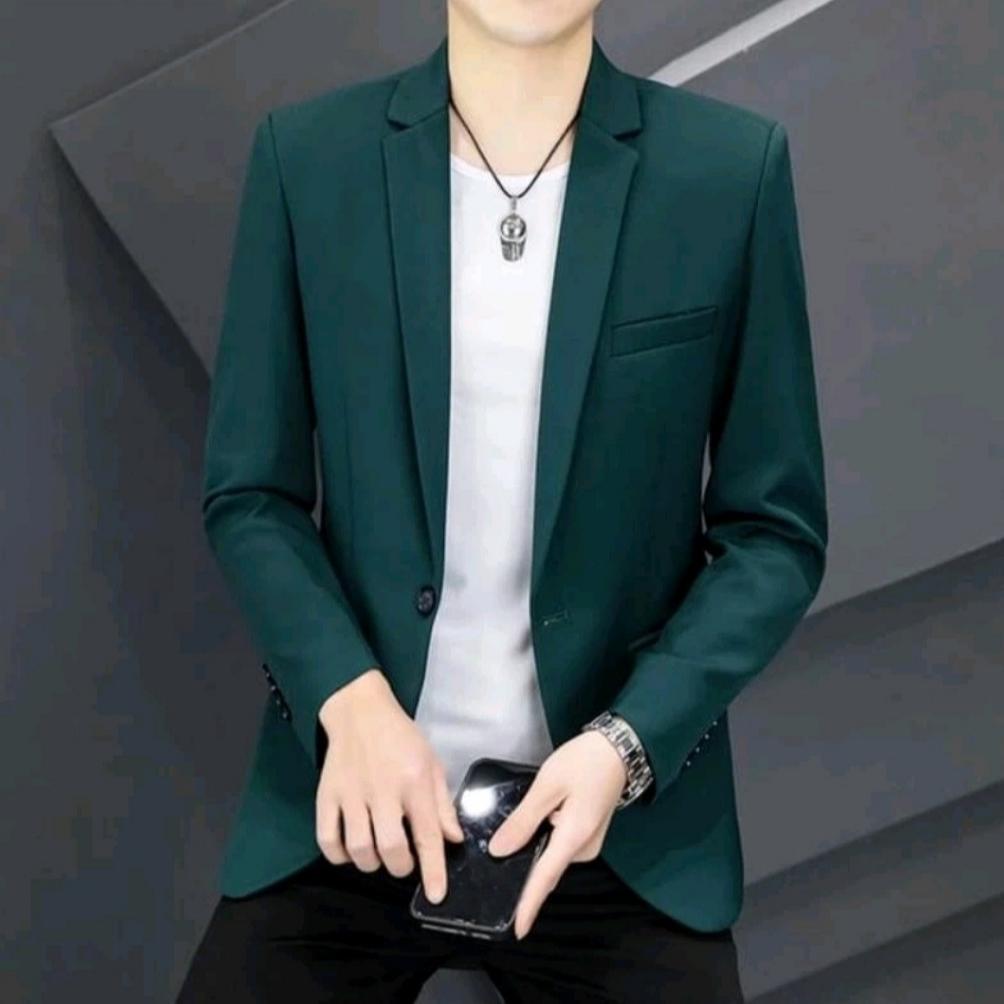 BIG PROMO JAS PRIA KOREAN JAS BLAZER KOREA SIZE L SIZE XL SIZE XXL BAHAN KATUN DRILL ADA KANTONG KAN