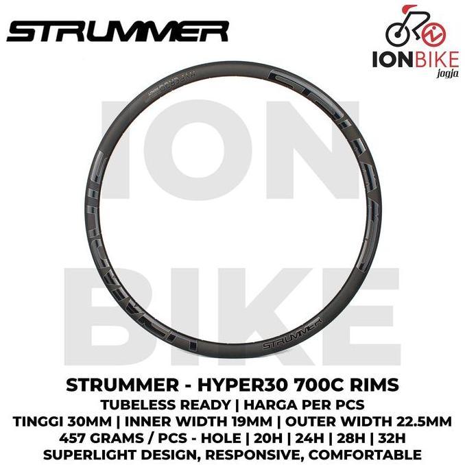 Velg Rim Rims Strummer Hyper30 28 Hole 28H 29 Inch Tubeless Alloy 700c 700 Hyper 30 Superlight H Sep