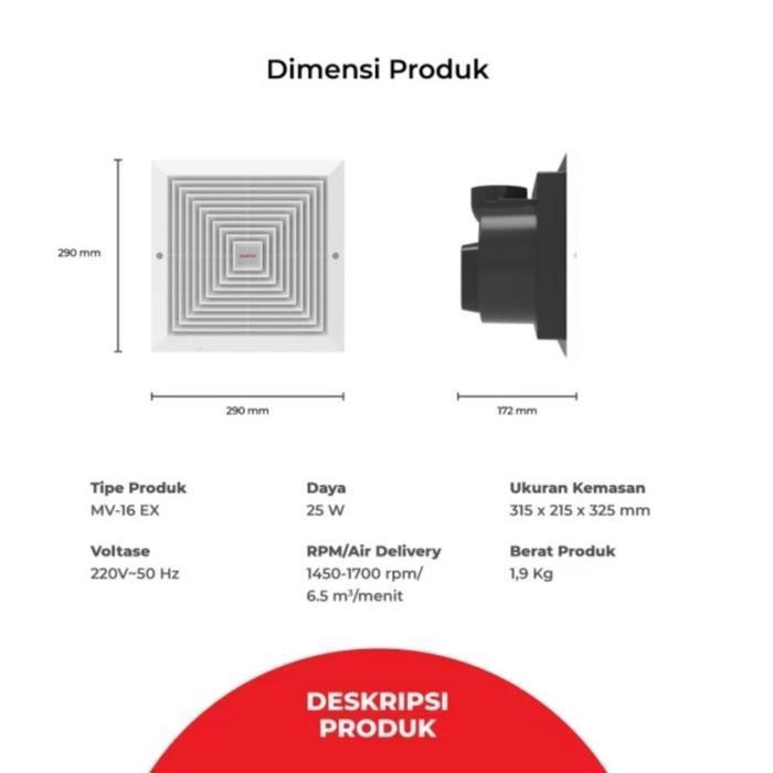 MASPION MV-16 EX CEILING EXHAUST FAN / EXHAUST FAN PLAFON (CORONG) ORIGINAL DAN TERPERCAYA