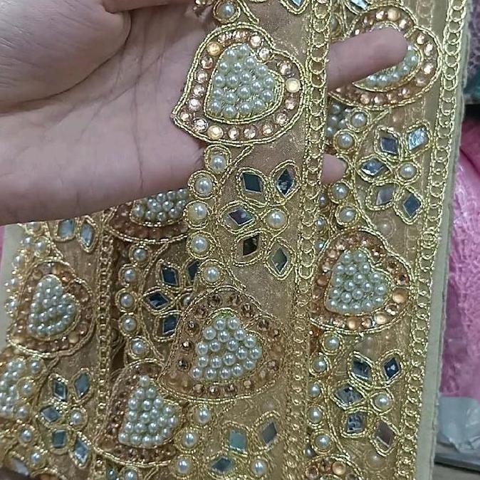 45CM Renda Full Payet Renda India Renda Bordir Payet renda tengah