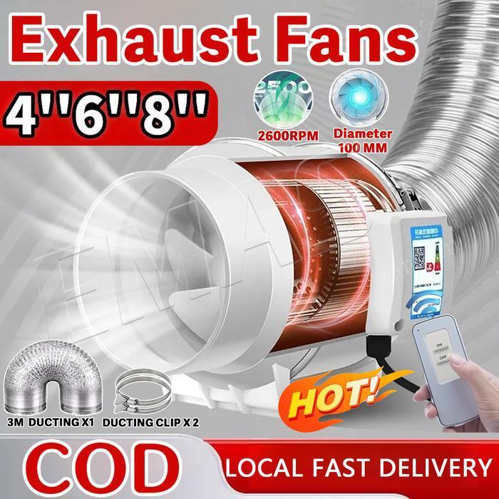 4 " 6" 8 "KIPAS ANGIN BUANG DIAM EKSTRAKTOR  EXHAUST FAN TEKANAN MENINGKATKAN FAN VENTILATOR KAMAR M