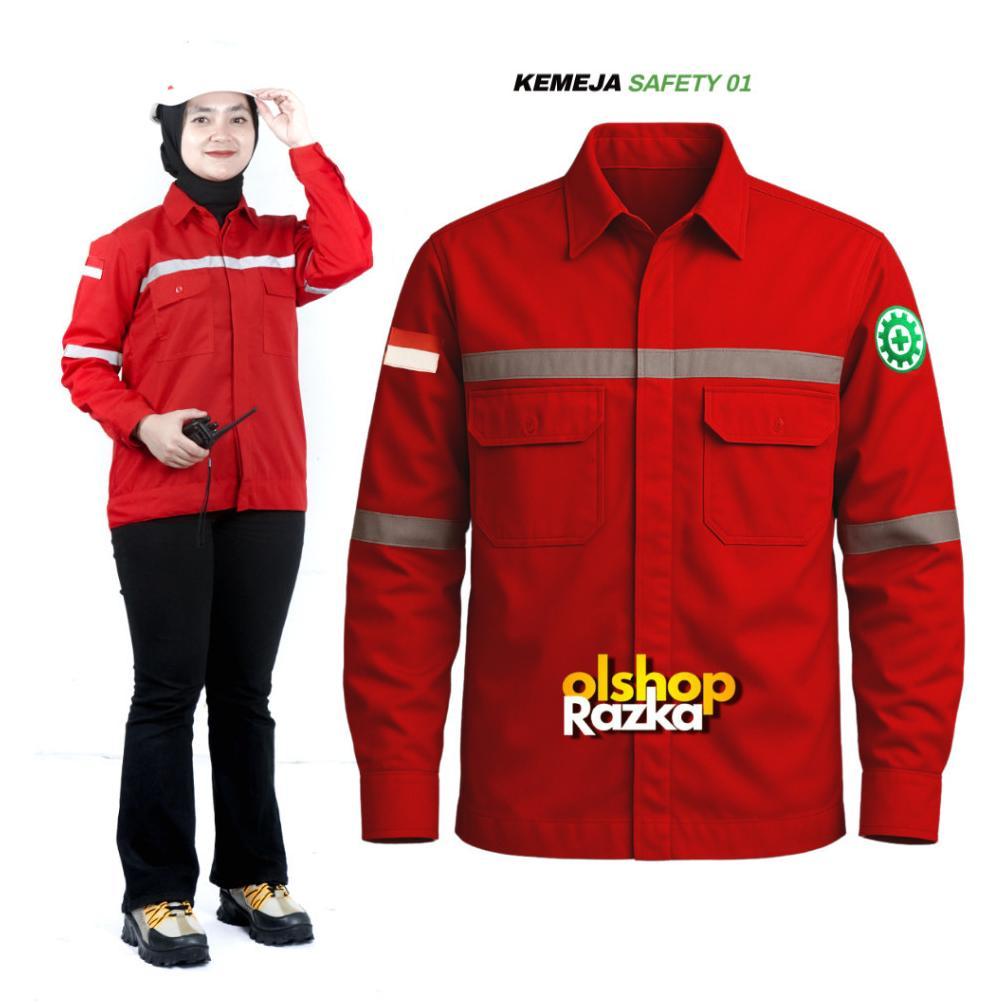 KEMEJA SAFETY PANJANG KEMEJA SAFETY | KEMEJA LAPANGAN | BAJU SAFETY LENGAN PANJANG | BAHAN DRILL M-X