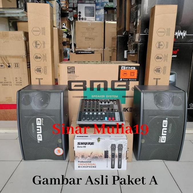 Paket Sound System Speaker BMB ORIGINAL Power Mixer ASHLEY CR6000 +Mic