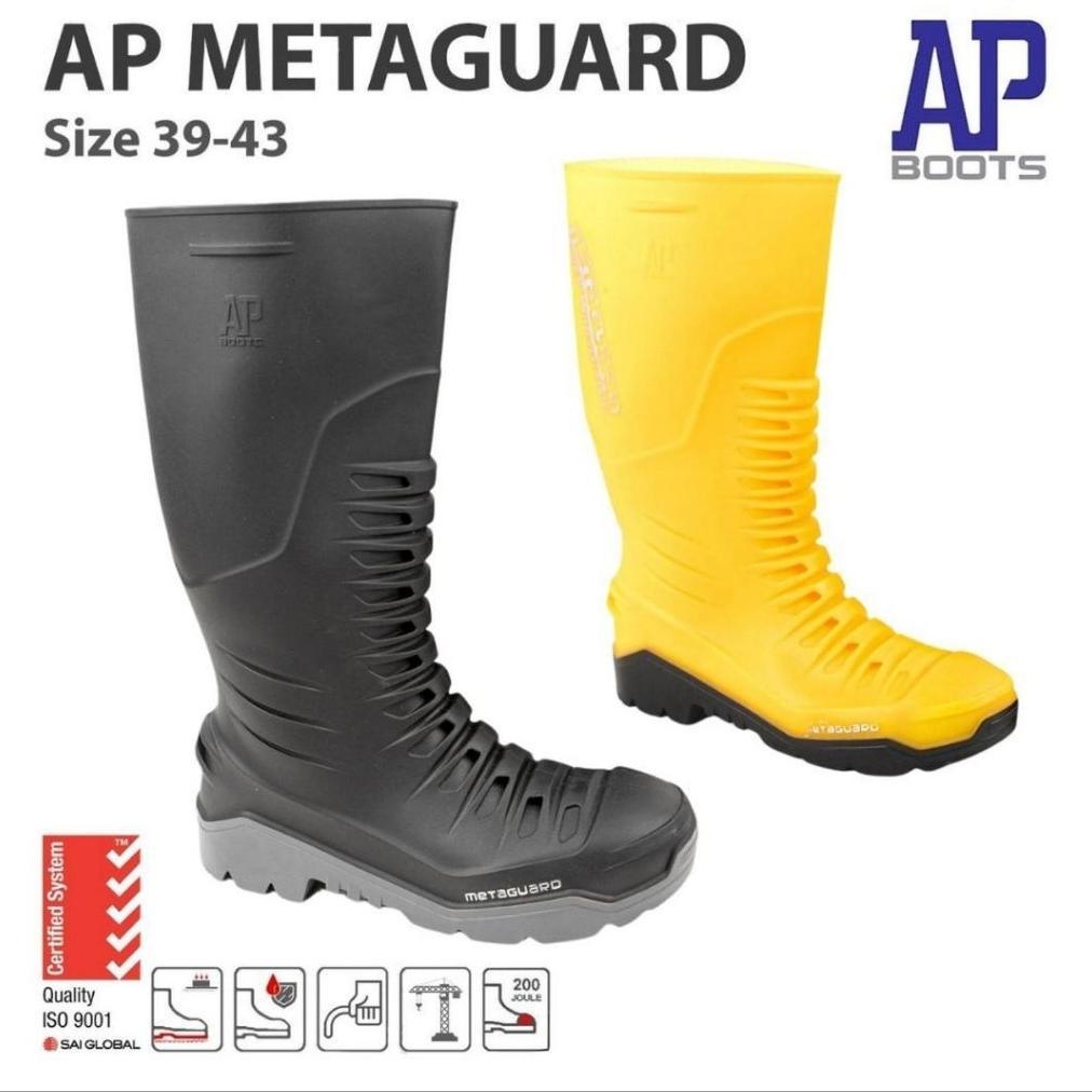 Sepatu boot Safety Ap Metaguard produk Original Ap Boots ada besi diujung sepatu