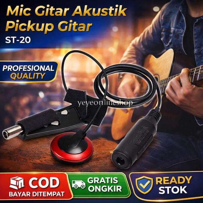 YOTUDO Mic Gitar Akustik Tempel Pickup Gitar Akustik ST-20 Merah Y3712