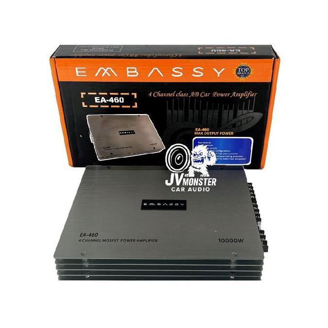 EMBASSY Power EA 460 Max 10000 Watt 4 Channel Mosfet Power Amplifier dengan Bass Booster Treble Boos