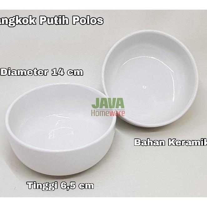 Mangkok Keramik Putih Polos Diameter 14 Cm (6Biji) | Mangkok Souvenir | Mangkok Keramik Polos