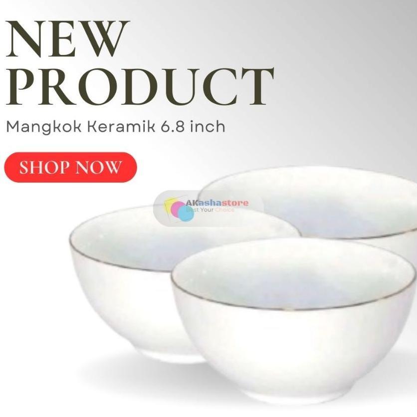Mangkok Keramik 1 Lusin 12Pcs Aesthetic Besar 6 Inch