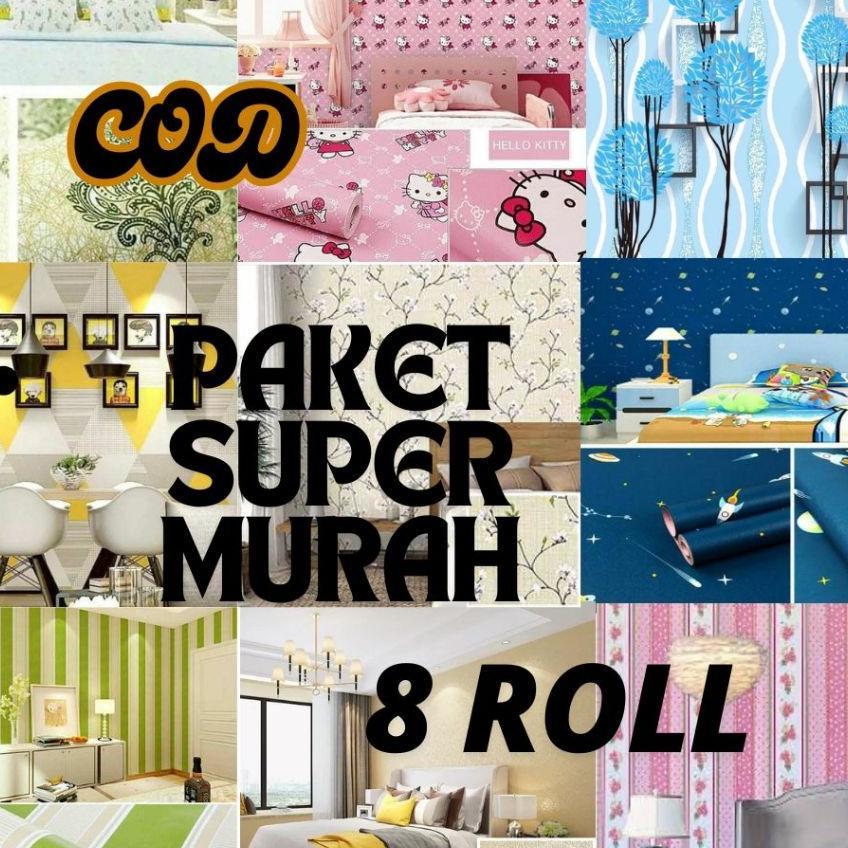 Paket Super Murah  Paket 8 Roll Wallpaper Sticker Dinding | Sooku | Orange | Grade A | Kct