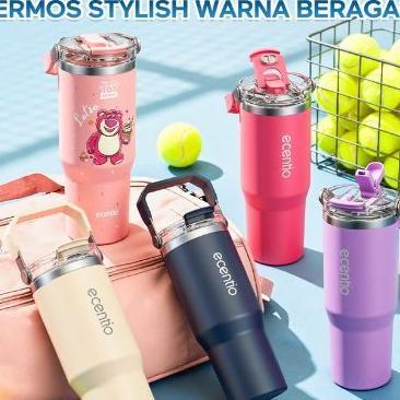 Ecentio Tumbler Stainless (900Ml) Portable Aesthetic Termos Lucu Botol Minum Besar Tas Tumbler Tahan