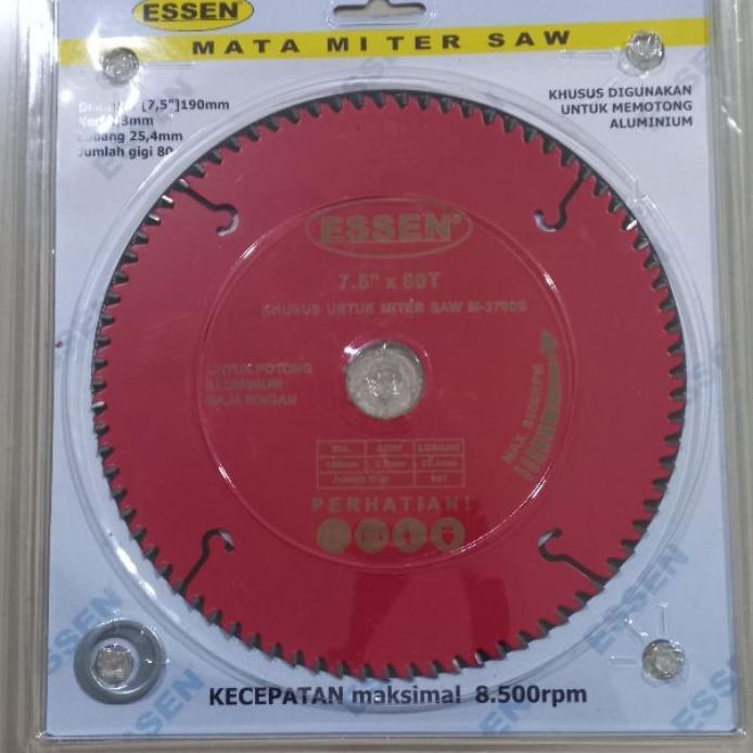 Mata Gerinda Potong/Gergaji Aluminium / Circular Saw Blade Aluminium 7,5" X 80T Essen - 7" X 80T Tos