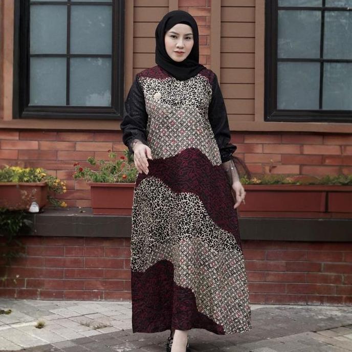 KINNAS BATIK ARISHA Dress Batik Modern Wanita Viscose Couple Kondangan