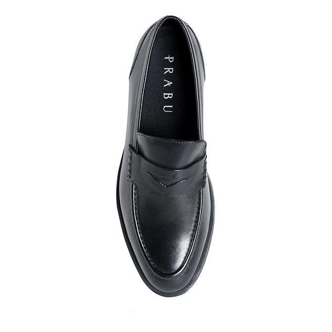 Prabu - Sepatu Kulit Slip On Pria Prayoga Black Loafers Shoes Flat