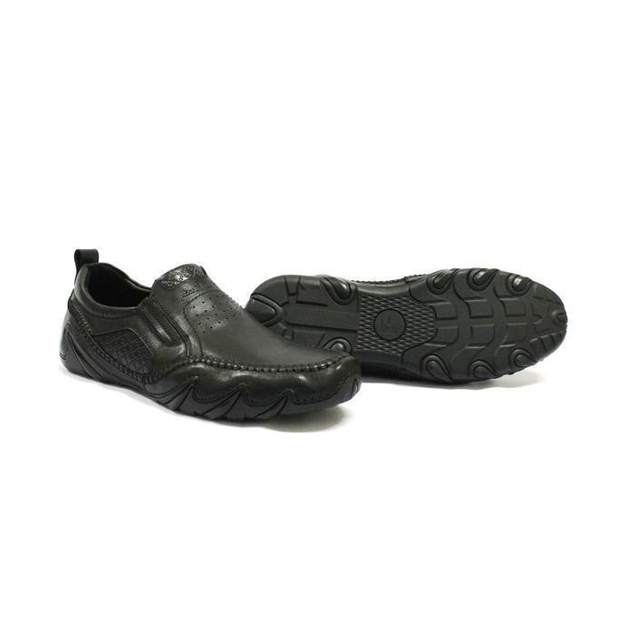 Pierre Cardin Men 1601 Sepatu Casual Pria Warna Hitam Dan Tan Orinal Kulit Asli