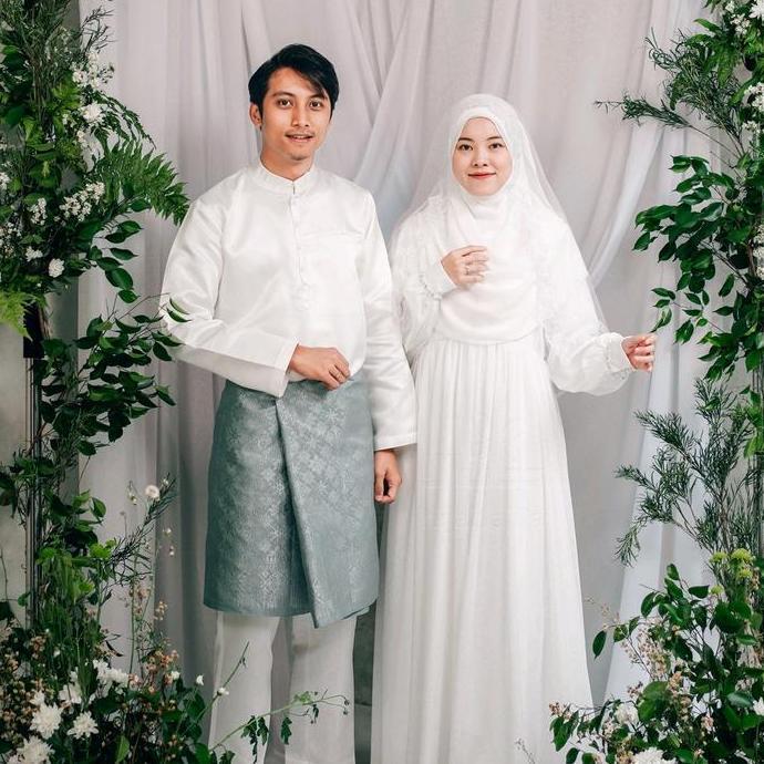 GAMIS ALEIA BAJU AKAD PENGANTIN HIJAB ALILA WARNA BROKEN WHITE