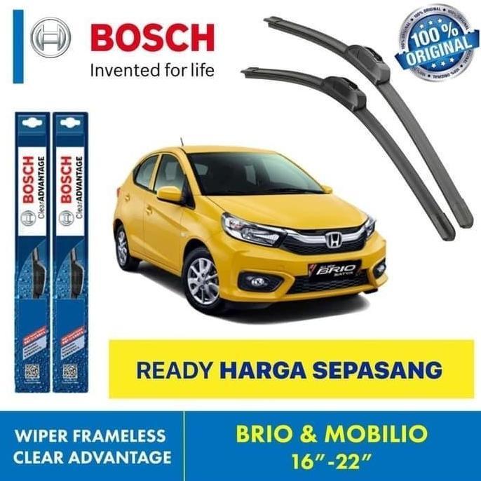Wiper Blade Frameless Bosch Clear Advantage - Karet Pembersih Kaca Mobil Depan Honda Brio . Mobilio 