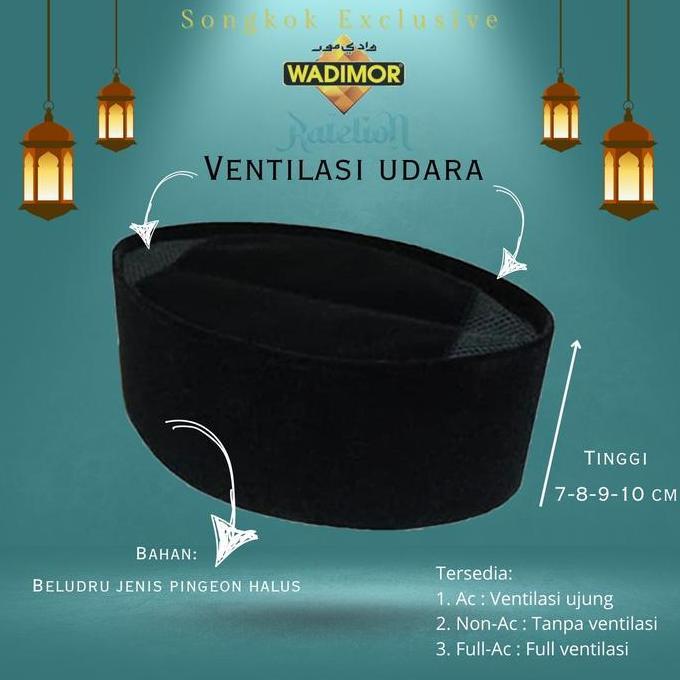 WADIMOR Peci Songkok Wadimor AC Tinggi 7 8 9 10 Kopeah Laki Hitam Pria Size Anak Dewasa Kopiah Sekol