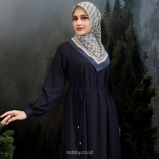 Nobby Naruna Dress Gamis Muslim Wanita Polos Siluet A Bahan Amina