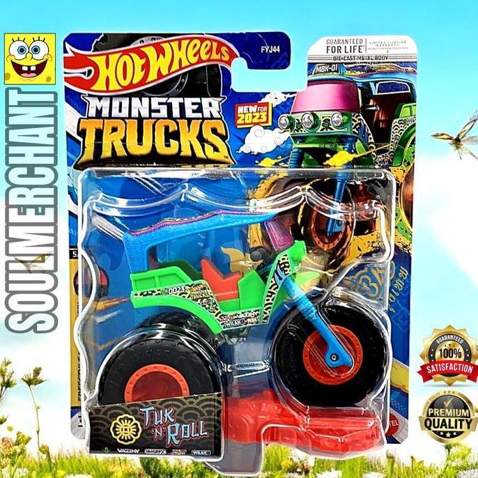 Hot Wheels Monster Trucks Tuk N Roll Hijau Diecast Mobil Bemo New