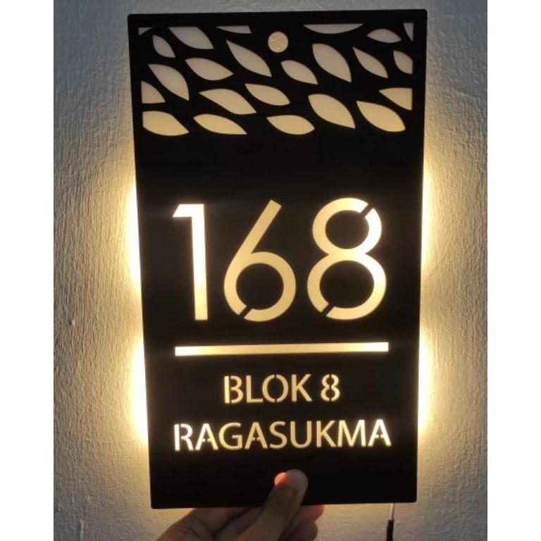 Papan Nomor Rumah Lampu Led Acrylic Hiasan Teras Rumah Akrilik Terlaris