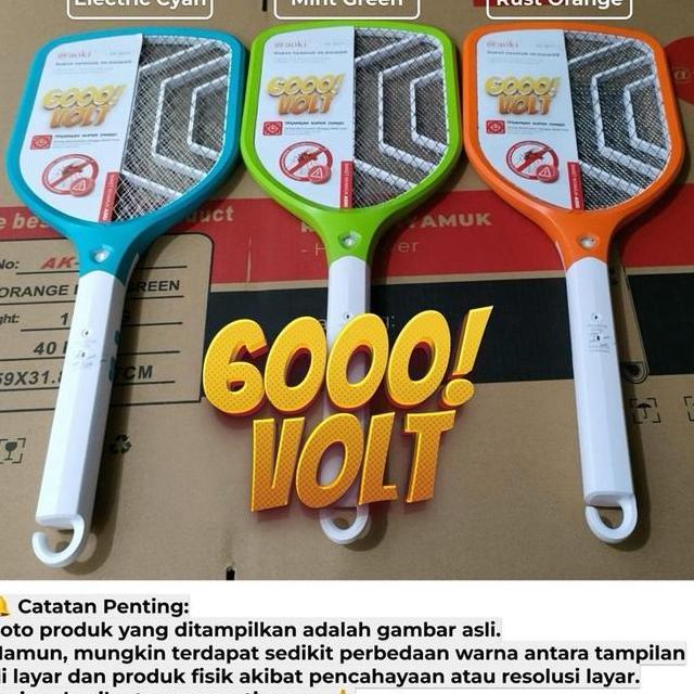 Raket Nyamuk Cas Ak861H Batrai Dapat Dilepas Aoki