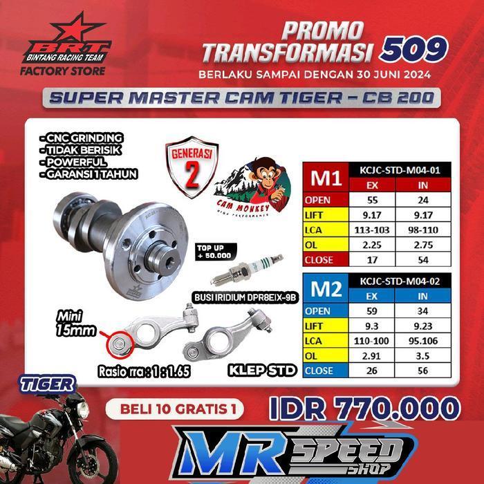 Noken As Master Camshaft Brt Tiger/Mega Pro Primus/Cb 200/Gl Pro Seri Tipe S T M R Original Dan Terp