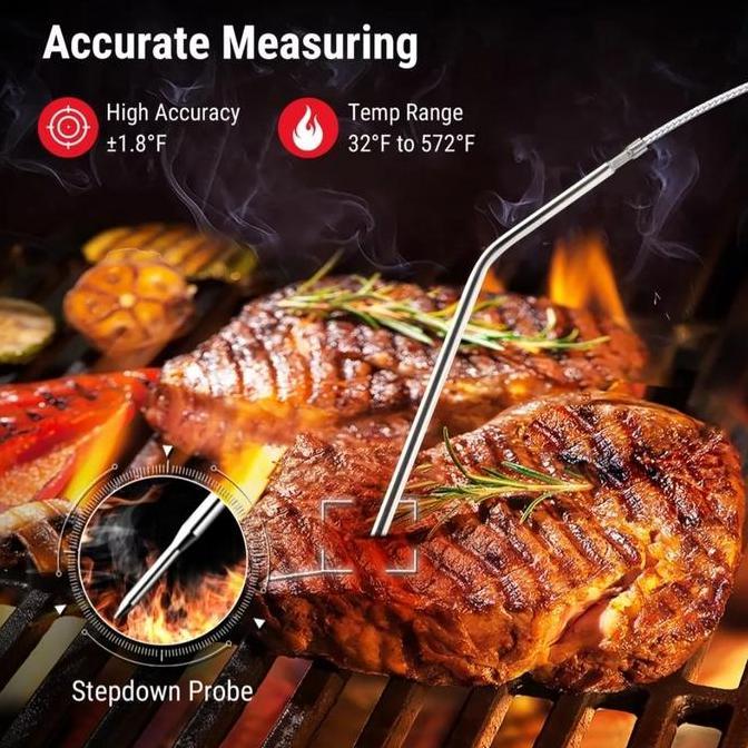 THERMOPRO TP07S 100m Wireless Thermometer & Remote f Meat BBQ w Timer