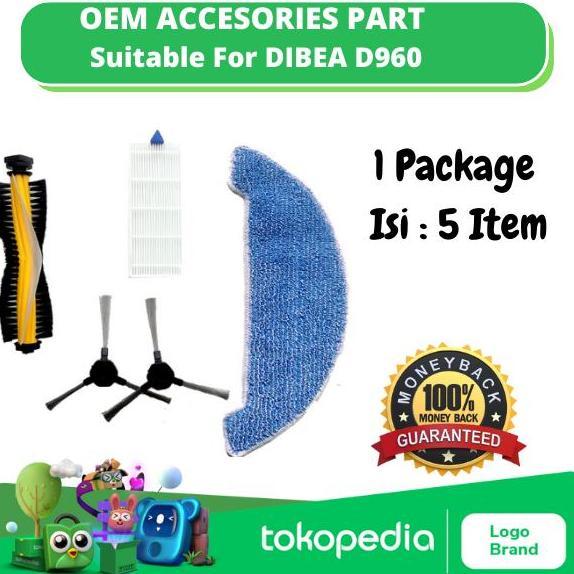 Kinigami- Access Oem Part Rolling Brush,Side Brush, Filter ,Mop Dibea D960