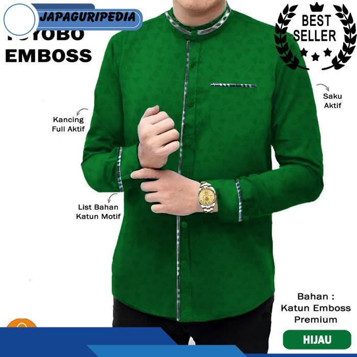 Baju Koko Pria Muslim Toyobo Micro Katun Lengan Panjang Ukuran M L Xl Xxl Xxxl / 22845 Bahan Lembut 